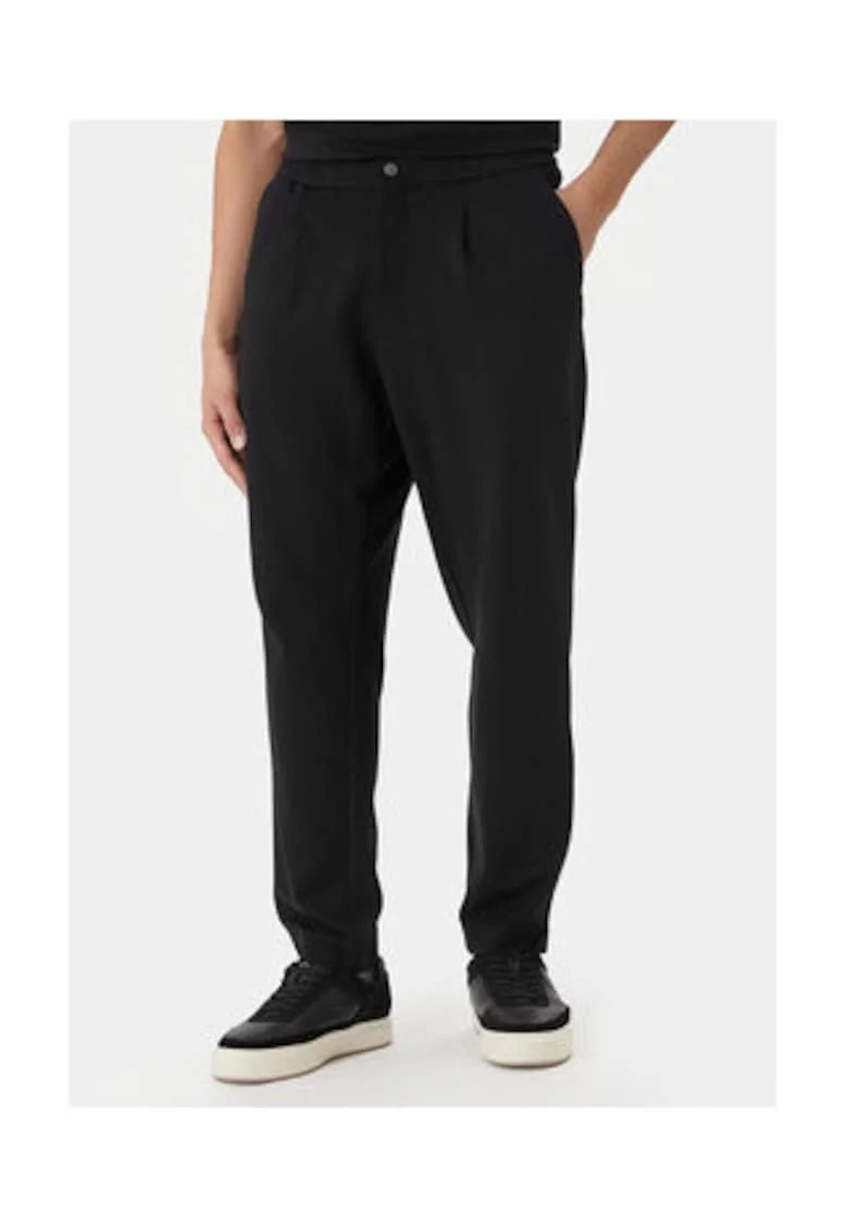 Pantaloni din amestec de viscoza cu talie medie si croiala conica
