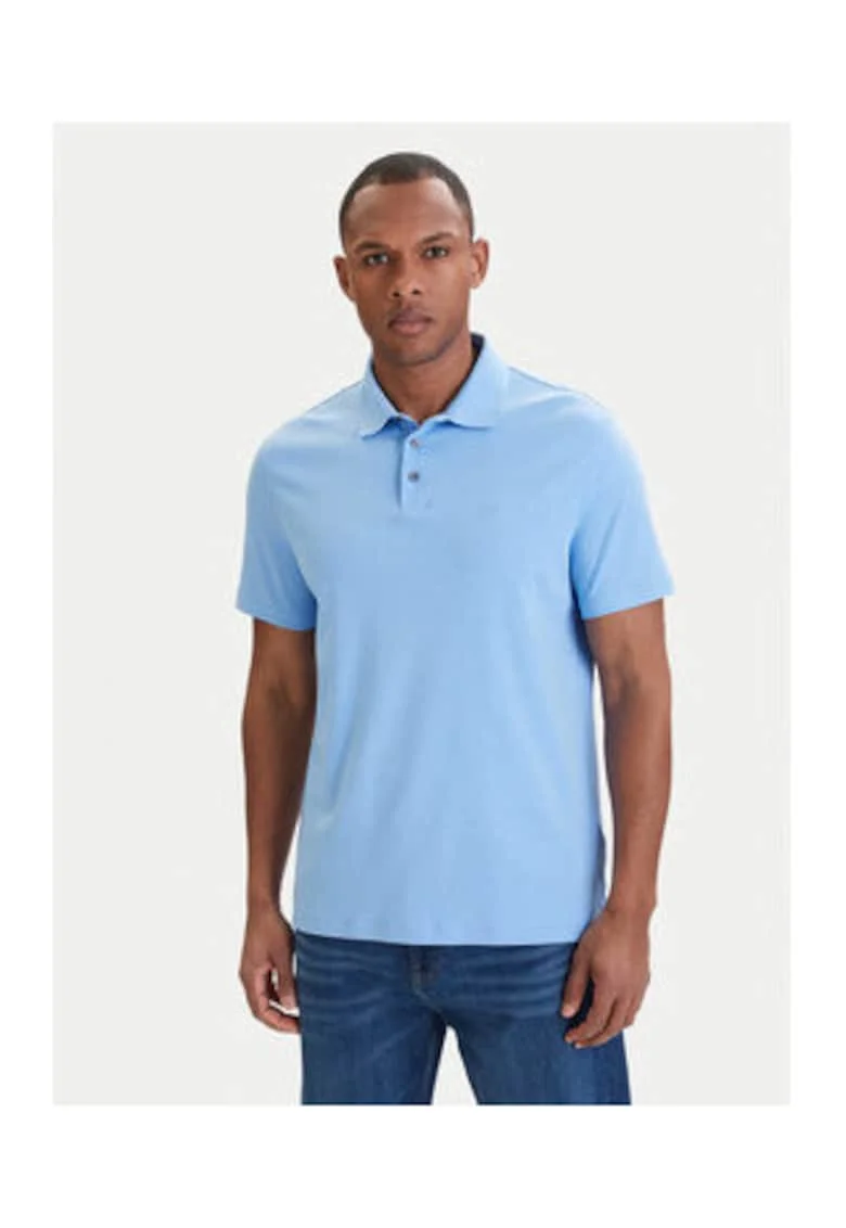 Tricou polo din bumbac cu terminatii striate