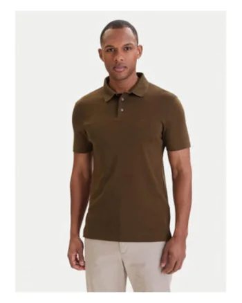 Tricou din bumbac slim fit cu guler polo