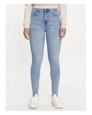 Blugi uni skinny cu talie inalta