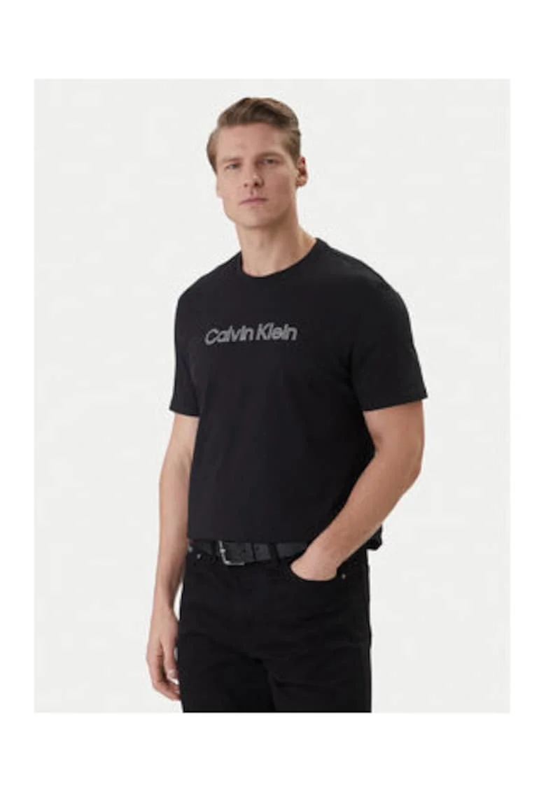 Tricou regular fit din bumbac cu logo contrastant