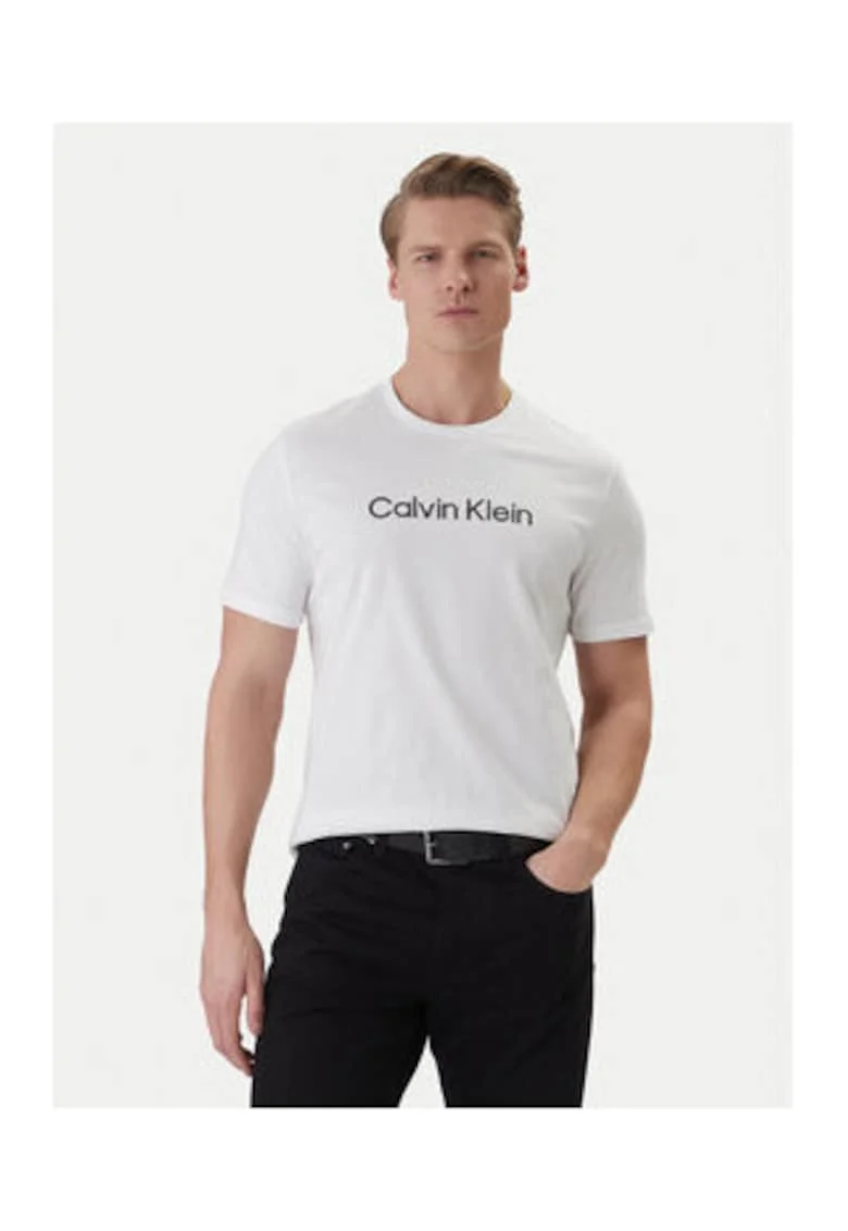 Tricou regular fit din bumbac cu logo contrastant pe piept