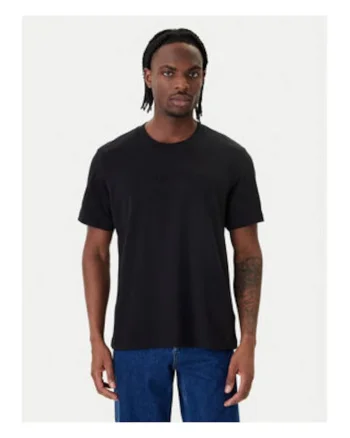 Tricou din bumbac cu model uni si imprimeu discret