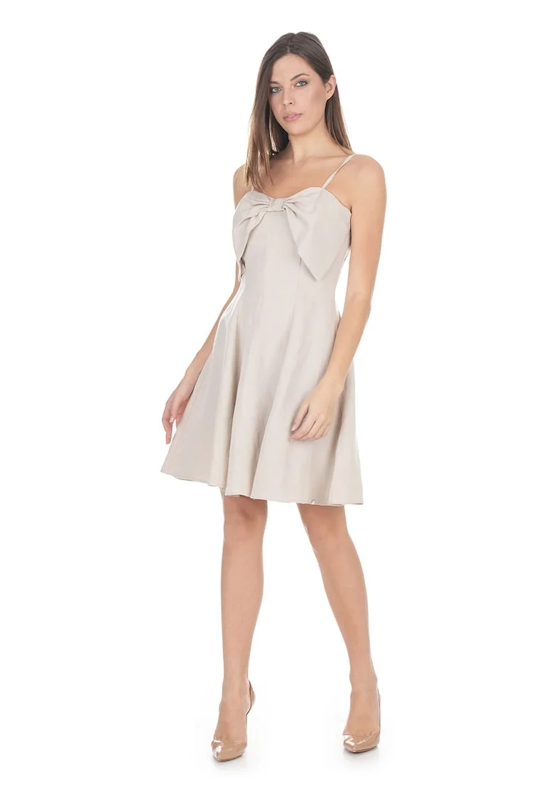 Rochie din amestec de in cu funda decorativa