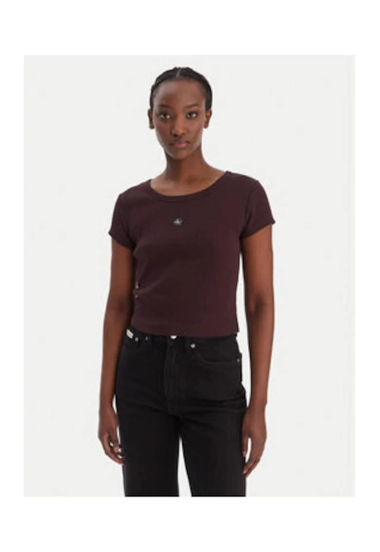 Tricou slim fit cu logo aplicat