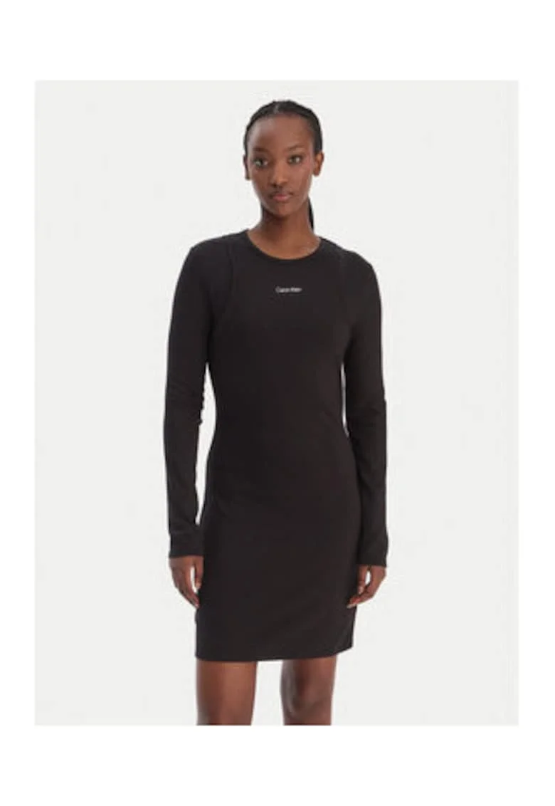 Rochie tricotata slim fit cu detaliu logo