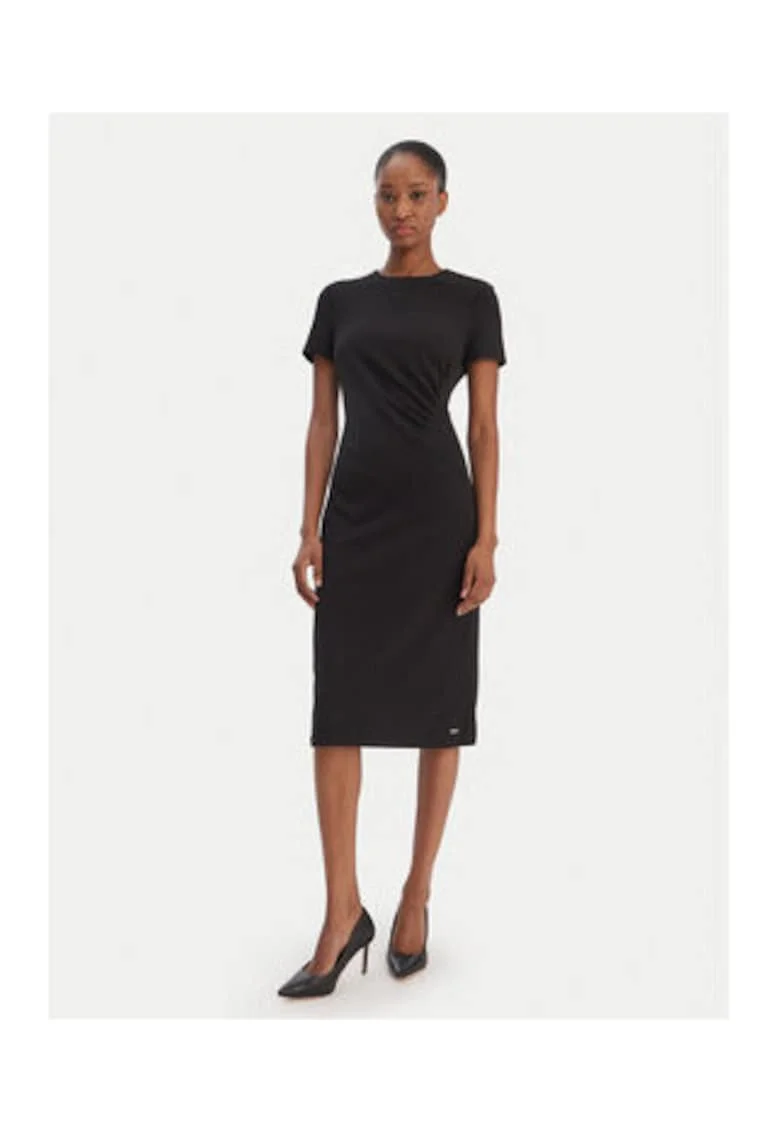 Rochie midi cambrata cu maneca scurta