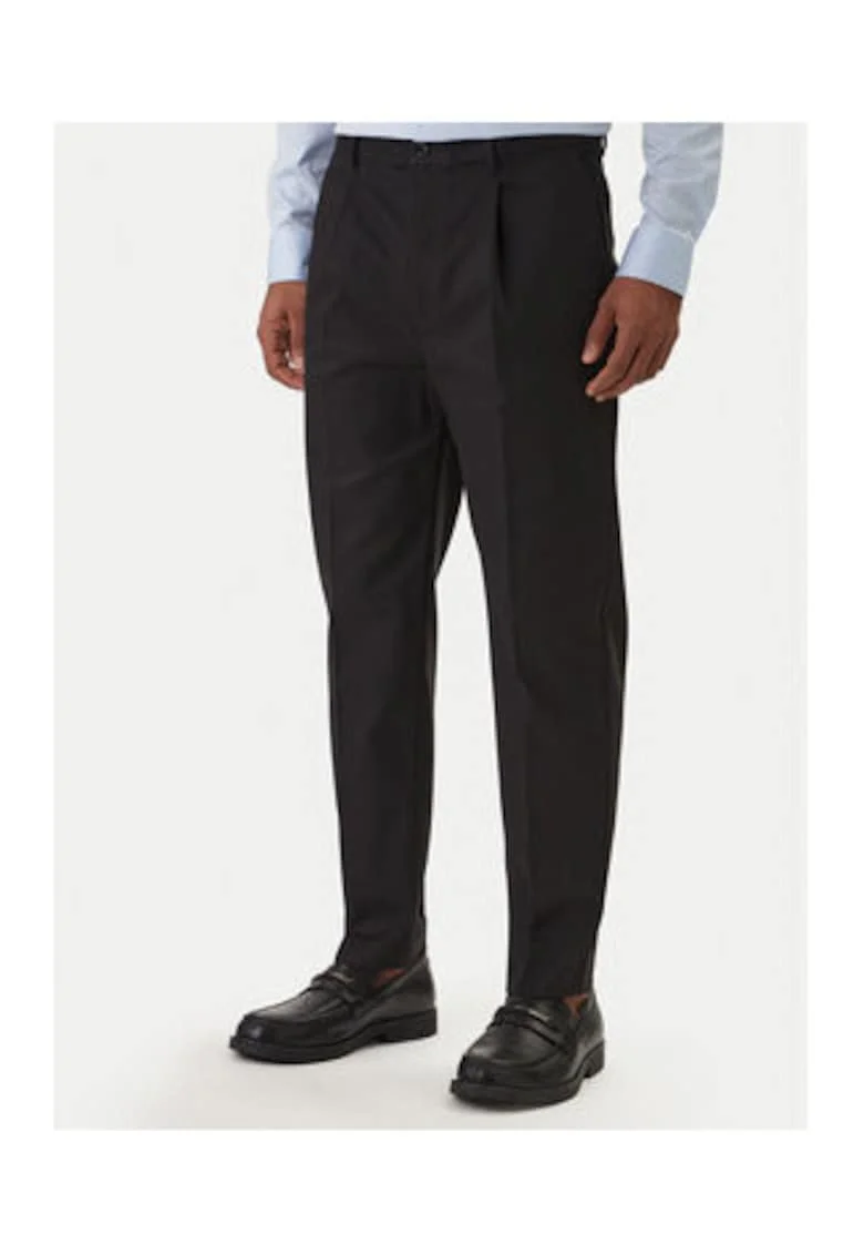 Pantaloni chino din bumbac cu talie medie si croiala conica