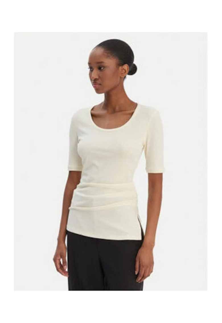 Bluza uni slim fit cu guler rotund