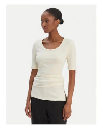 Bluza uni slim fit cu guler rotund