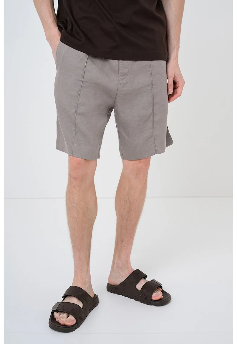 Pantaloni scurti din amestec de in Cino, Maro cafeniu