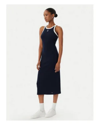 Rochie midi din bumbac si elastan, fara maneci
