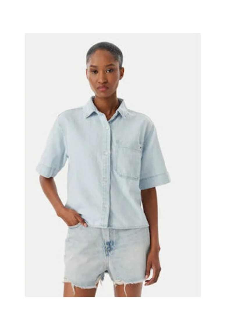 Camasa crop din denim