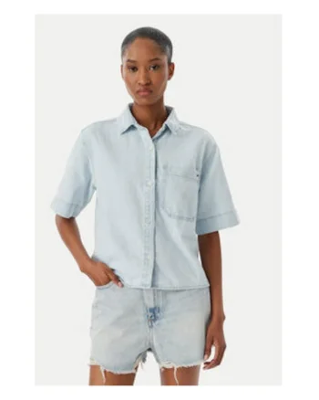 Camasa crop din denim