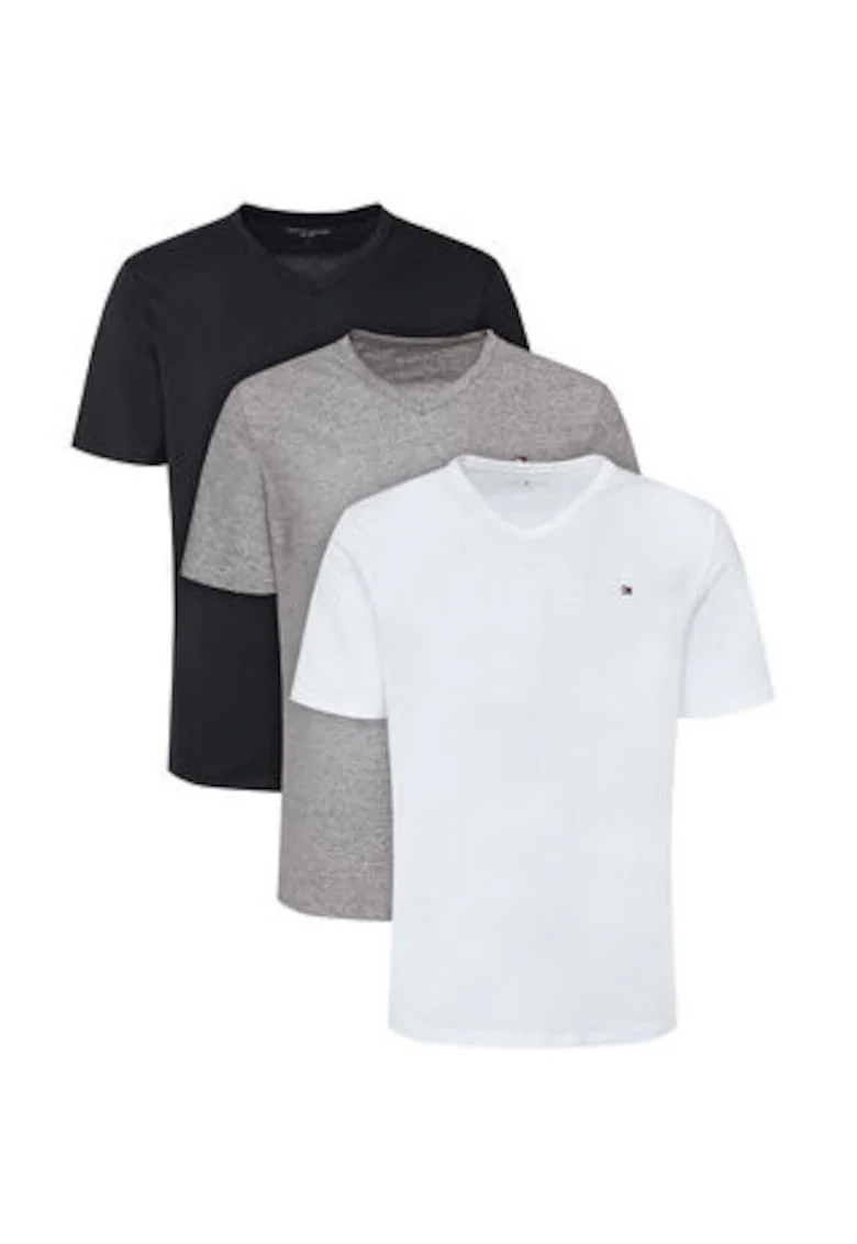 Set de tricouri regular fit din bumbac cu decolteu in V - 3 piese
