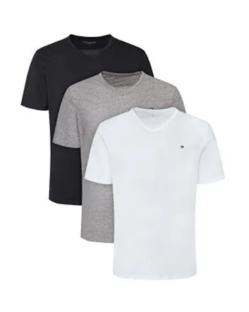 Set de tricouri regular fit din bumbac cu decolteu in V - 3 piese