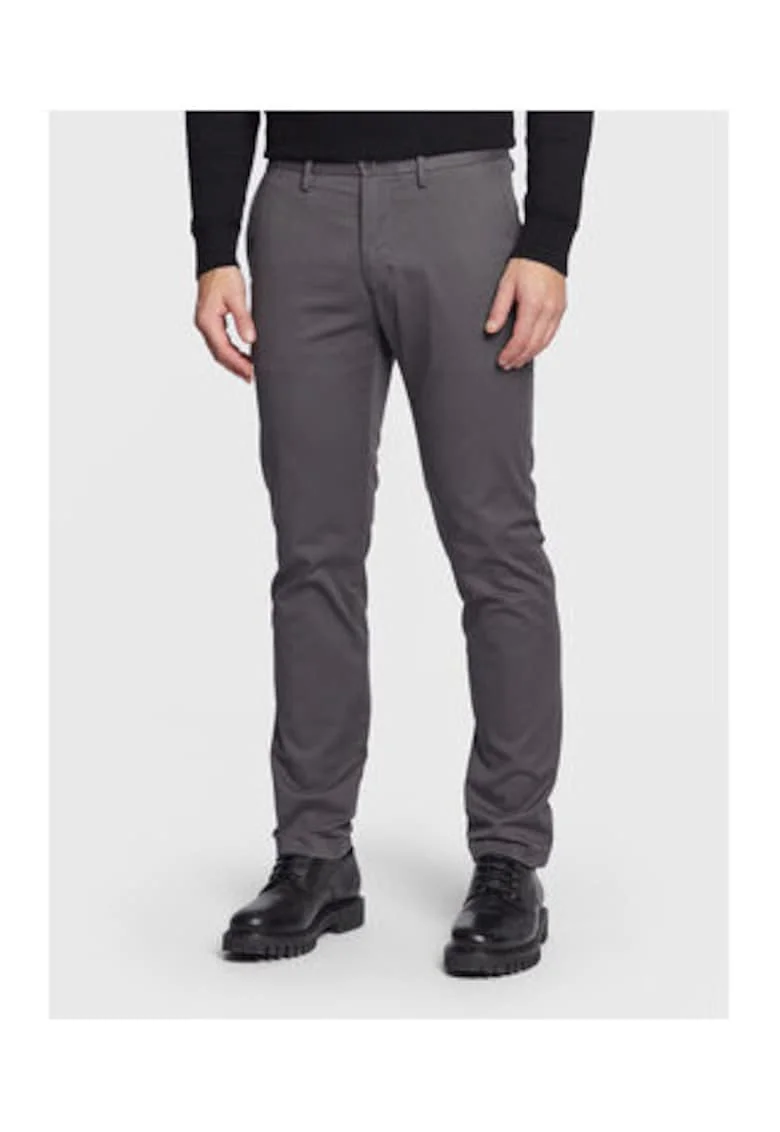 Pantaloni chino uni cu talie medie