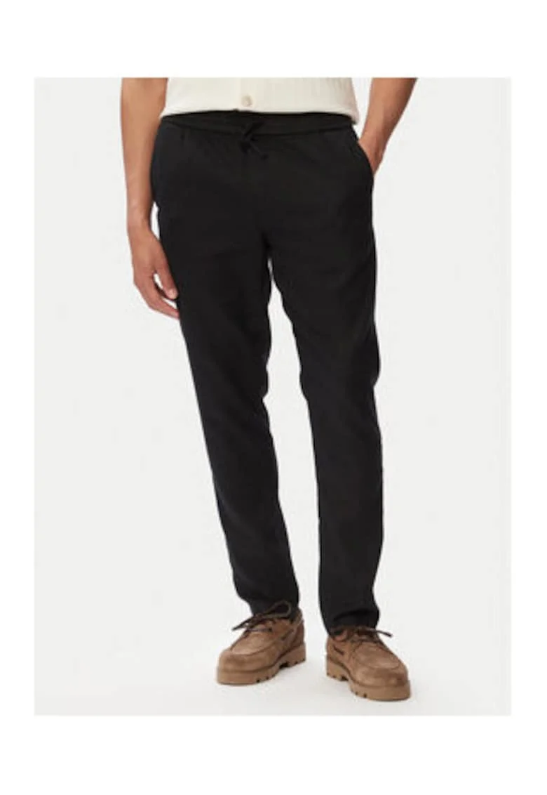 Pantaloni din amestec de in, cu snur de ajustare in talie