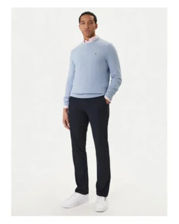 Pulover uni slim fit din bumbac,