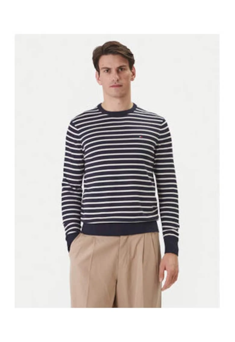 Pulover slim fit cu dungi,