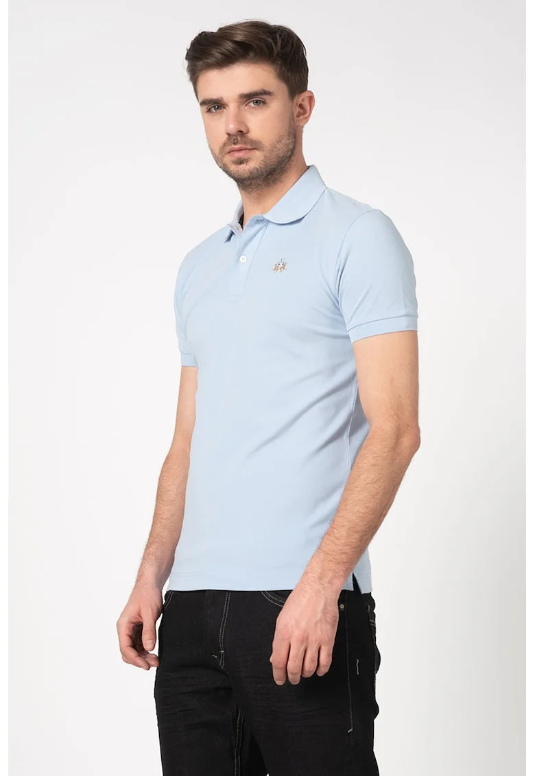 Tricou polo slim fit din material pique, Albastru lavanda