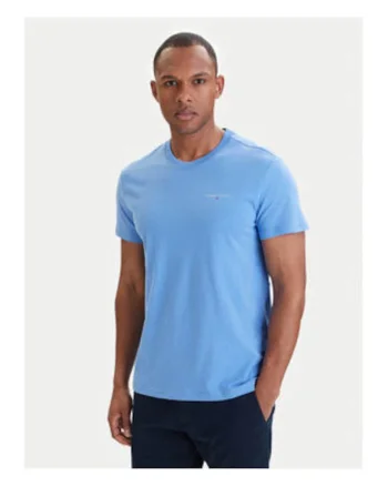 Tricou slim fit din bumbac cu model uni