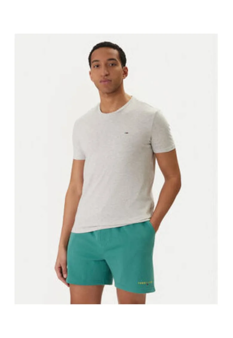 Tricou din amestec de bumbac cu decolteu la baza gatului .