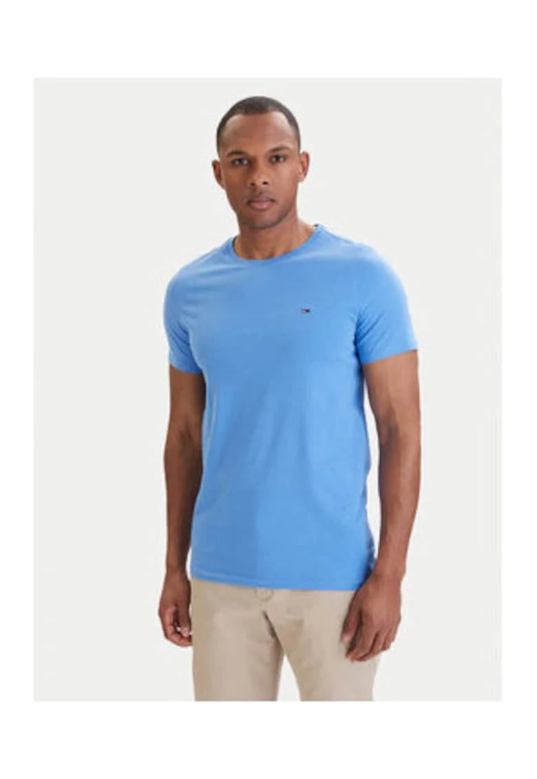 Tricou slim fit cu model uni