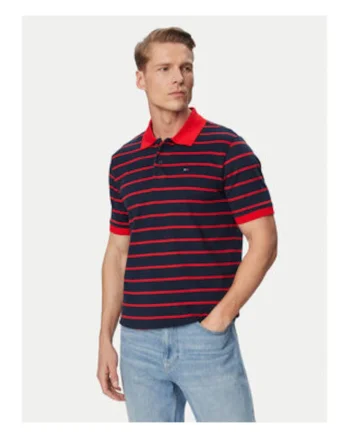Tricou polo din dungi din bumbac