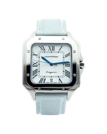 Ceas barbatesc  Conqueror Koh-I-Noor Lumière Tissée, cadran alb, curea textila, mecanism quartz, inox