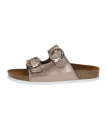 Papuci de piele cu aspect metalic, Bronz