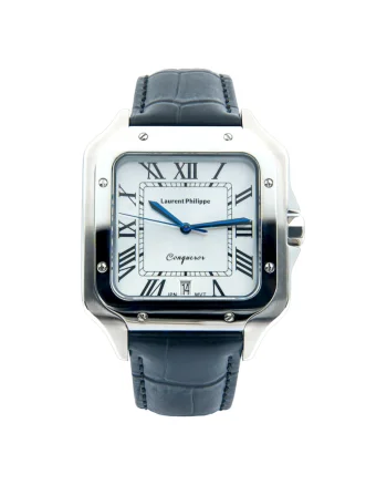Ceas barbatesc  Conqueror Koh-I-Noor Phantom, cadran alb, curea piele naturala, mecanism quartz, inox
