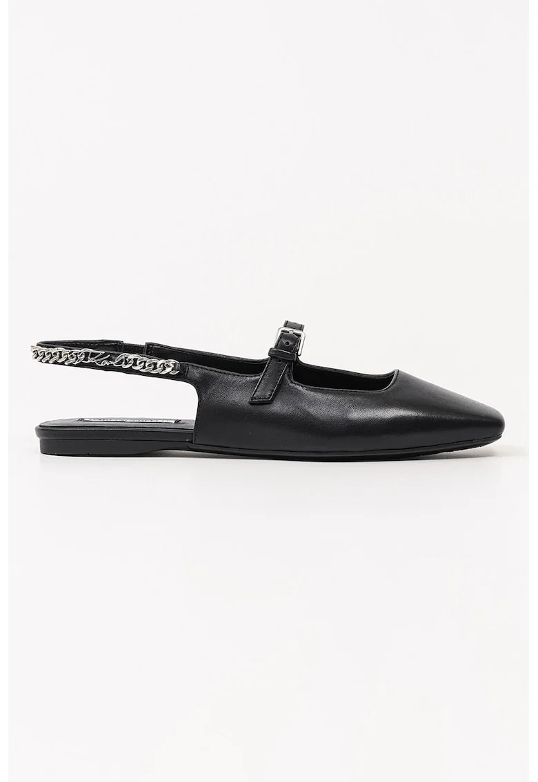 Balerini slingback din piele, Negru
