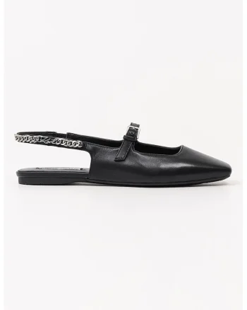 Balerini slingback din piele, Negru