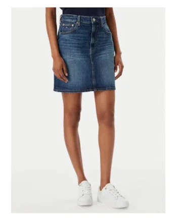 Fusta dreapta din denim cu talie inalta,