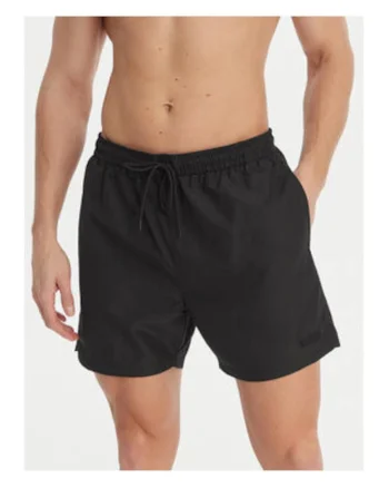 Pantaloni scurti de baie cu buzunare, talie elastica si snur
