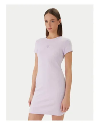 Rochie cambrata din amestec de bumbac cu maneca scurta