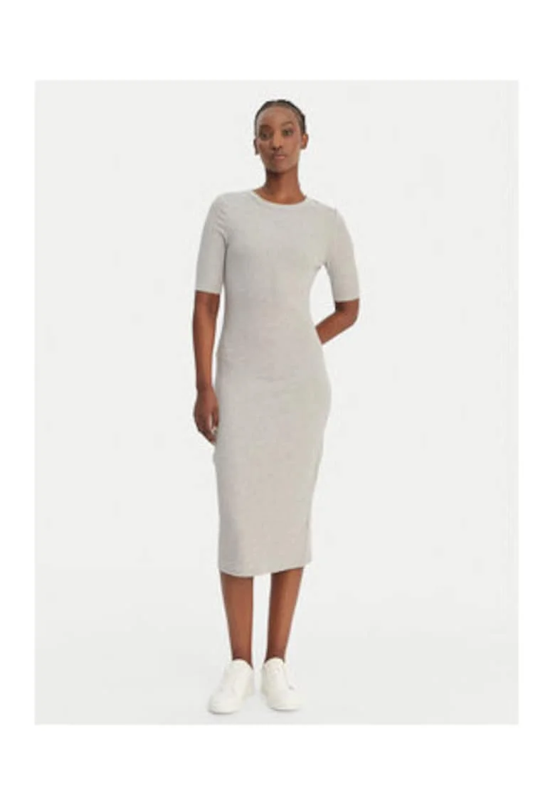Rochie midi cambrata cu maneca scurta