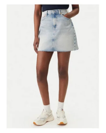 Fusta scurta din denim cu aspect decolorat