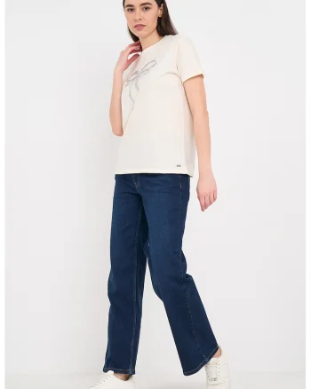 Tricou regular fit cu imprimeu funda, Alb fildes