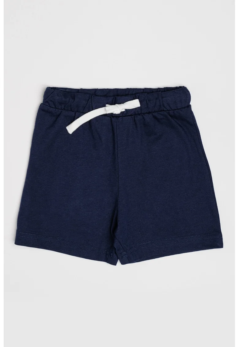 Pantaloni scurti din bumbac cu talie ajustabila, Alb/Bleumarin
