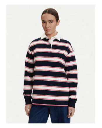 Bluza polo in dungi cu slituri laterale
