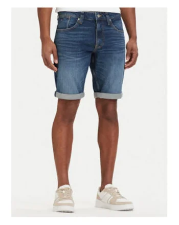 Pantaloni scurti din denim cu terminatii pliate