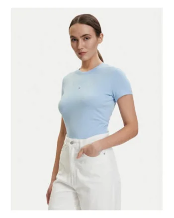 Tricou slim fit cu decolteu rotund si logo discret