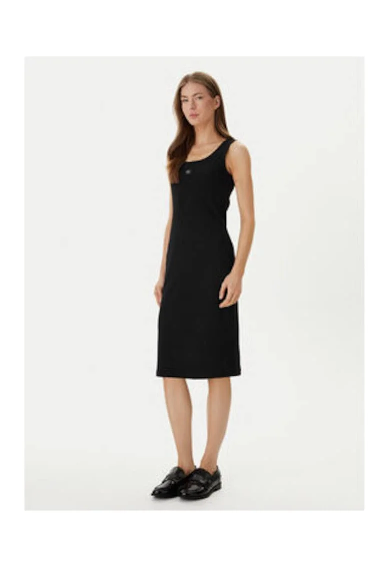 Rochie midi cambrata cu decolteu patrat
