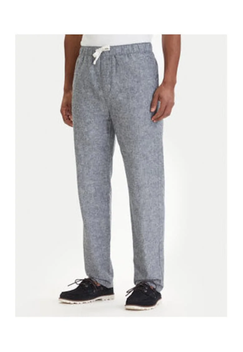 Pantaloni din amestec de in si bumbac cu sirect in talie