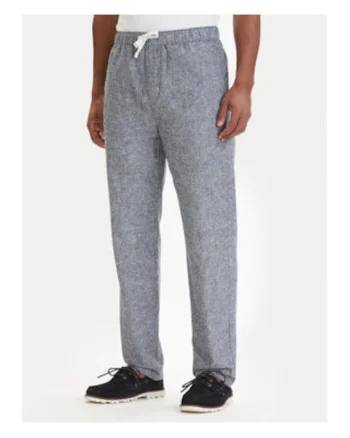 Pantaloni din amestec de in si bumbac cu sirect in talie