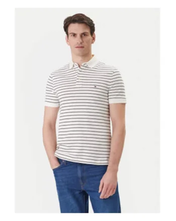 Tricou polo in dungi din bumbac organic.