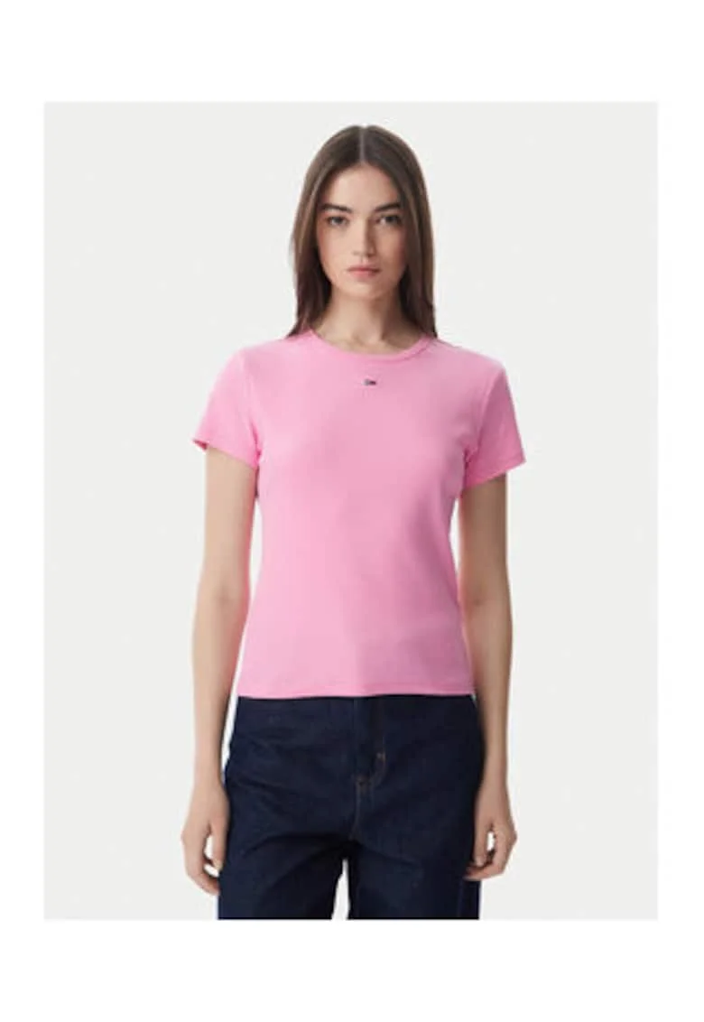 Tricou cu decolteu la baza gatului si logo discret