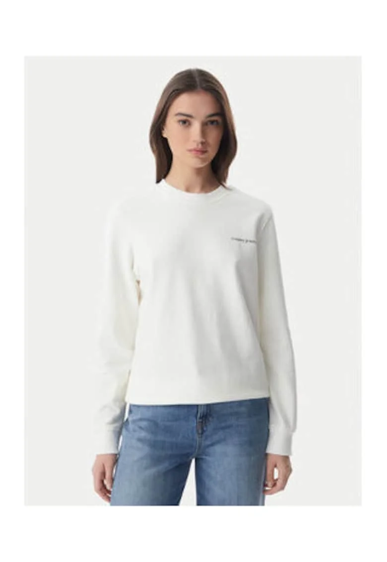 Bluza uni cu croiala regular-fit si decolteu la baza gatului